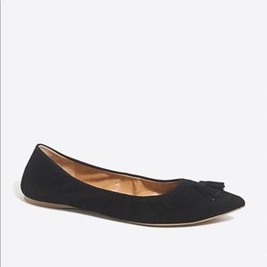 J Crew black Sueded Tassel Flats
